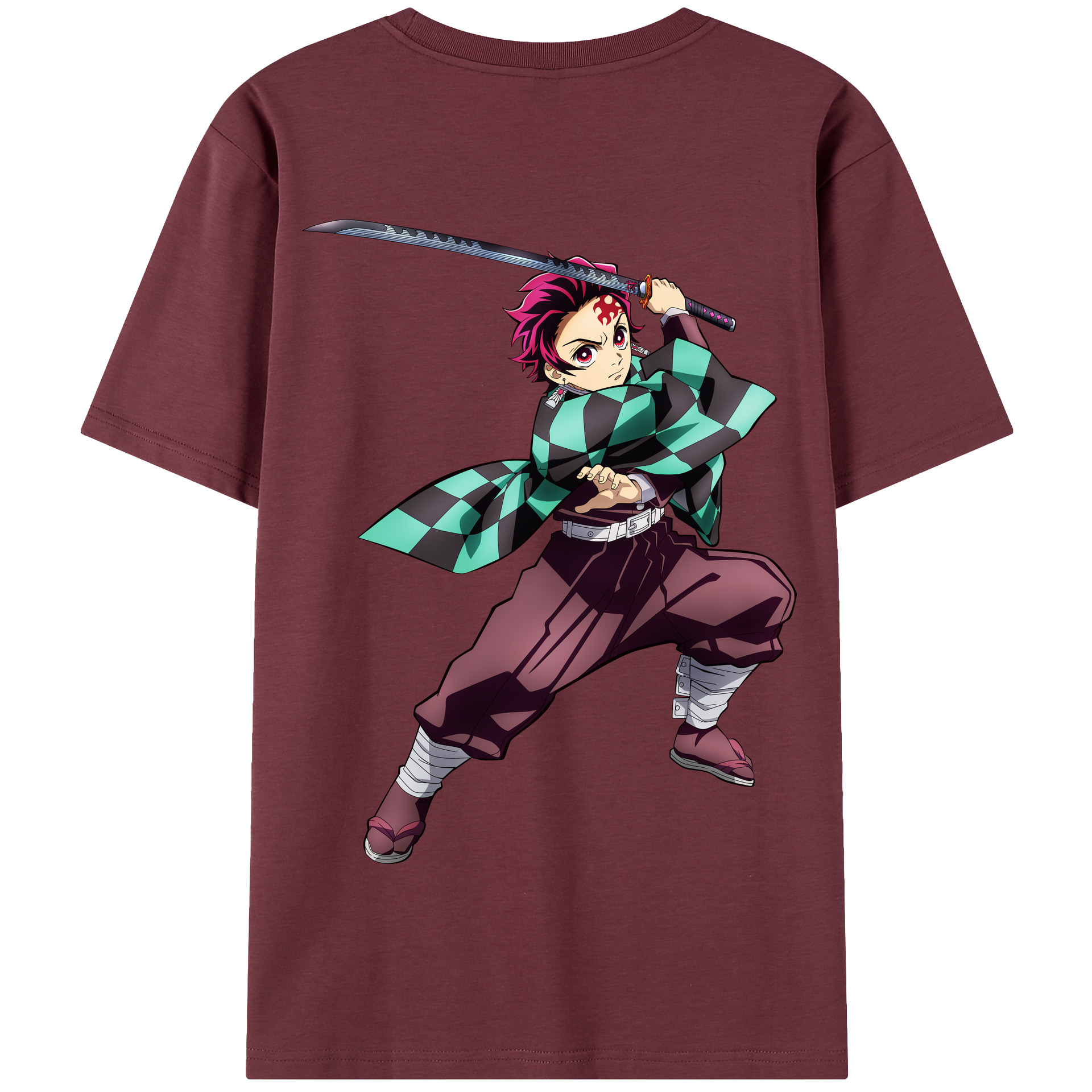 （画像用） 鬼滅の刃 竈門 炭治郎／かまど たんじろう Kamado Tanjirou 綿100％半袖Tシャツ（背面プリント）